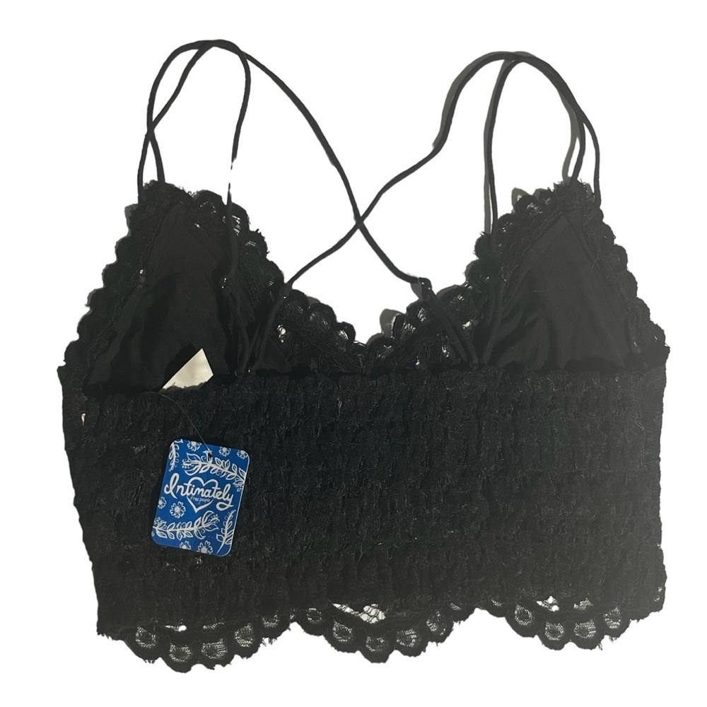 Free People Celine Black Velour Lace Bralette size Small NWT - Picture 6 of 12